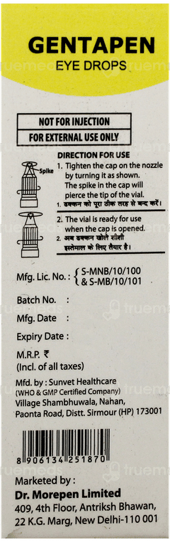 Gentapen Eye/Ear Drops 10Ml Gentapen Eye/Ear Drops 10Ml